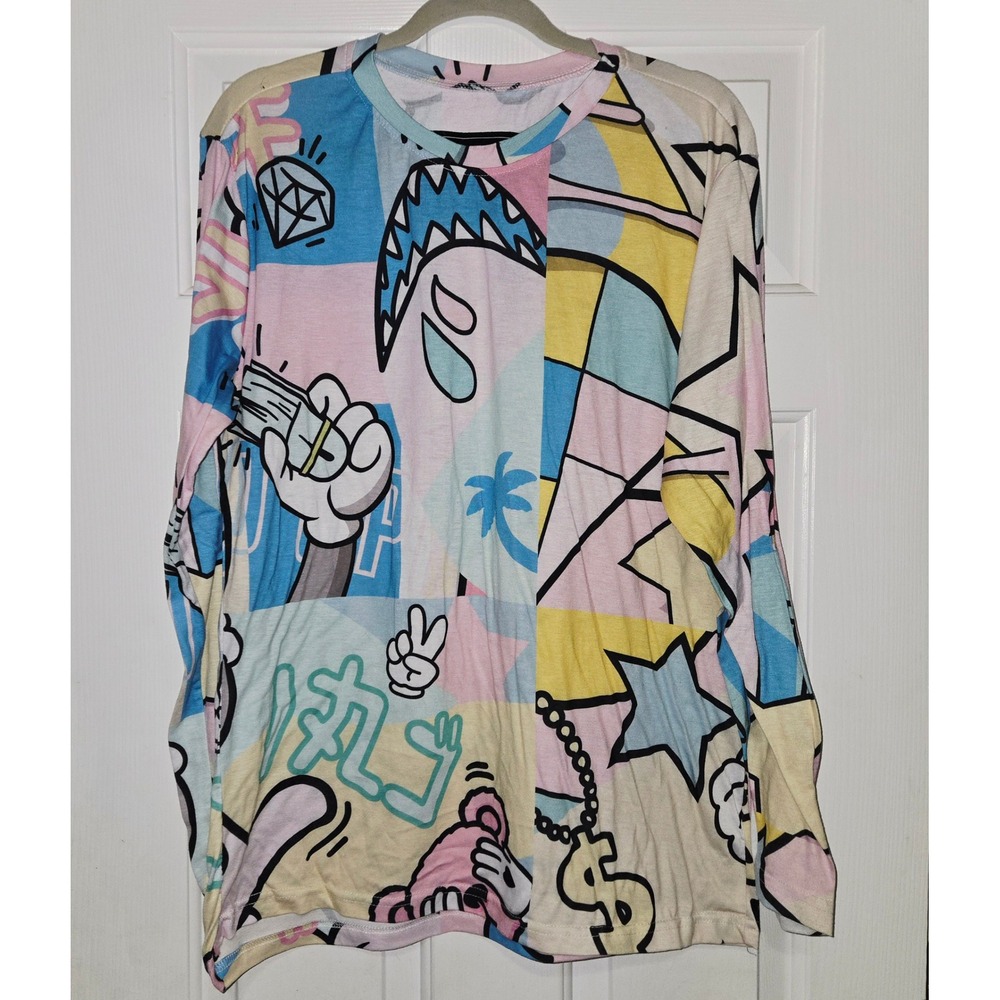 REASON Long Sleeve T-Shirt Graphic Print New York City Streetwear Mens Large